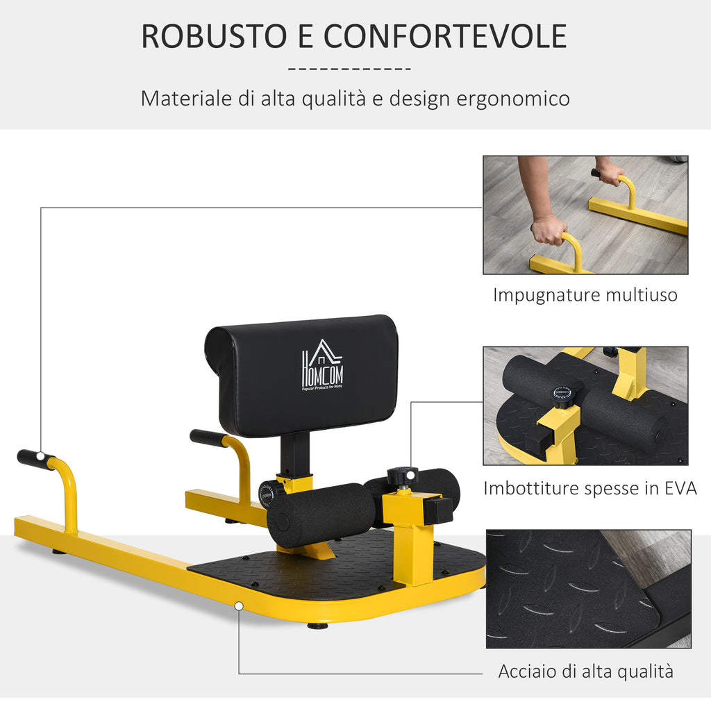 3 in 1 Adjustable Squat Machine with Non-Slip Feet, 50x97x44.5-56.5cm, Yellow