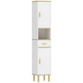 172cm Bathroom Cabinet with Drawer and Adjustable Shelves, White