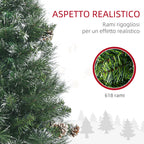 CHRISTMAS TREE - 180cm Artificial Christmas Tree with Pine Cones, 618 Branches and Metal Base, Green