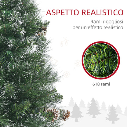 CHRISTMAS TREE - 180cm Artificial Christmas Tree with Pine Cones, 618 Branches and Metal Base, Green