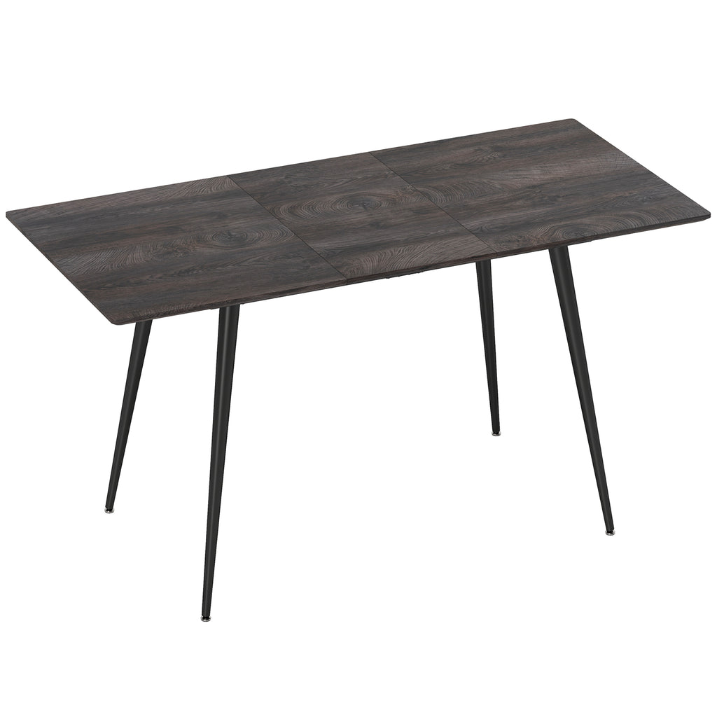 HOMCOM Extendable Dining Table for 6-8 People, 120-160x75cm Extendable Kitchen Table with Wood Effect Top, Steel Legs