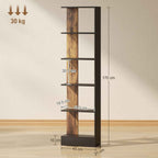 HOMCOM Modern Space-Saving 5-Tier Wooden Bookcase, 45 x 21 x 170 cm, Brown and Black