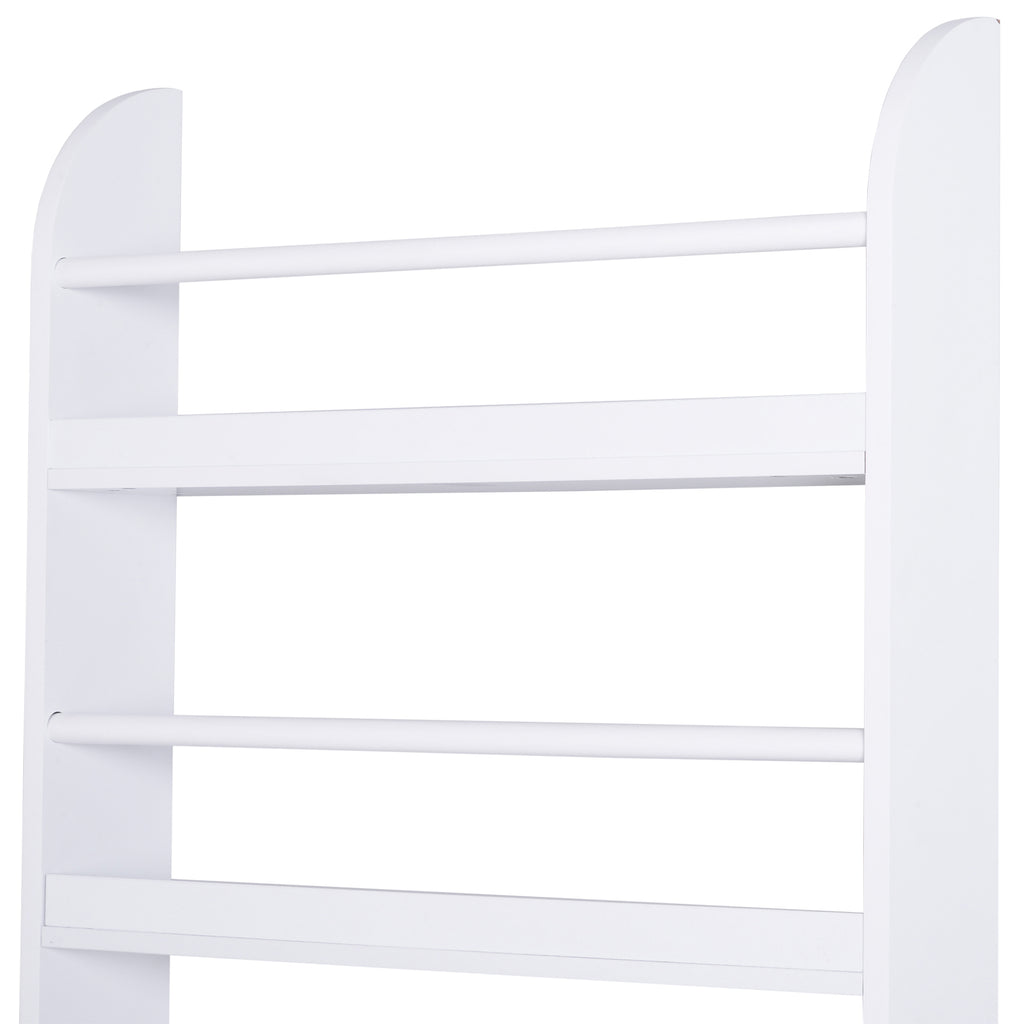 4-Tier Wall-Mounted Bookcase, White, Waterproof, Max Load 30kg (59cm x 12cm x 113cm)