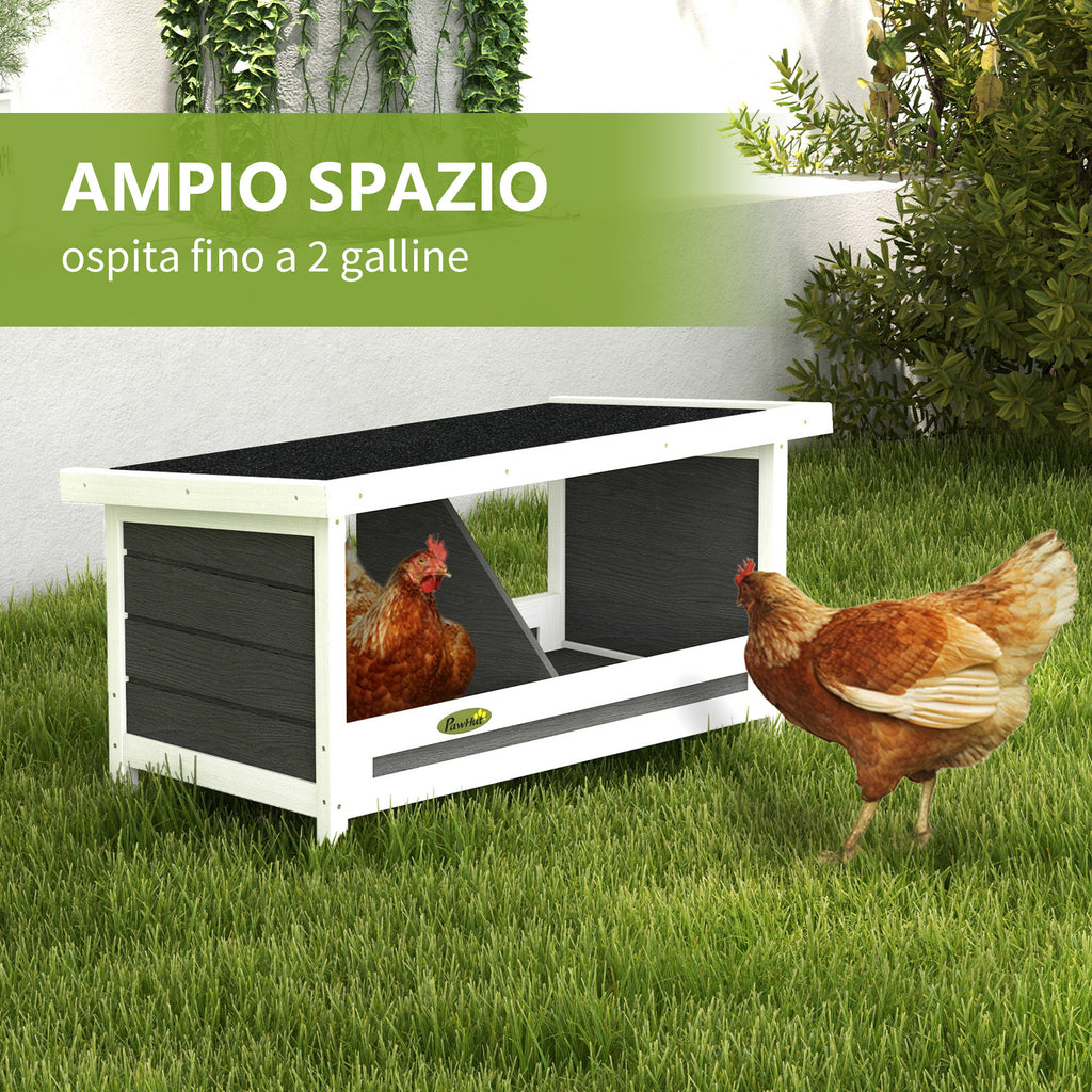 2-Panel Chicken Coop with Raised Base and Roof, Wood and Bitumen, 66x37x34 cm, Grey White and Black