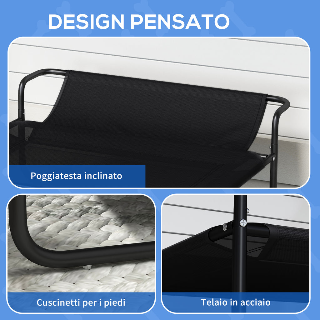 PawHut Raised Dog Bed with Indoor and Outdoor Headrest, 106x81x33 cm, Black
