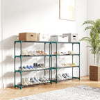 Outsunny Set of 2 4-Tier Steel Plant Shelves with Hooks, 90x28x104 cm, Green