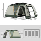 Outsunny Waterproof 4-Person Camping Tent with Sleeping Area and Living Area, in Polyester, 460x300x200 cm, Green - Borgè