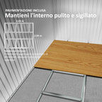 Garden Shed with 2 Sliding Doors and 4 Air Vents in Steel, 322x277x192 cm, Brown