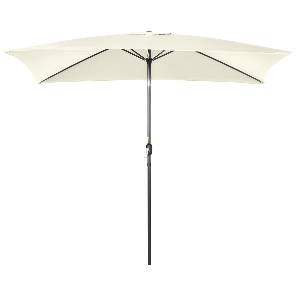 Outsunny 2x3m Rectangular Umbrella, in Aluminum, Metal and Polyester with Adjustable Angle, Cream White and Black