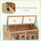 Hamster Cage with Platform, Ladders, Hut and Bridge, in Fir Wood, 85x45x44 cm - Borgè