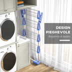 HOMCOM Vertical Drying Rack with 4 Adjustable Shelves, in Steel and Plastic, 142x55x172 cm, Blue and Silver - Borgè