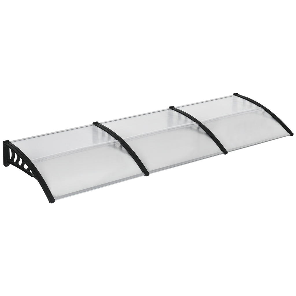 Outsunny Canopy in Polycarbonate and Aluminum for Balconies, Windows and Doors, 303x96x27 cm, Black and Transparent - Borgè