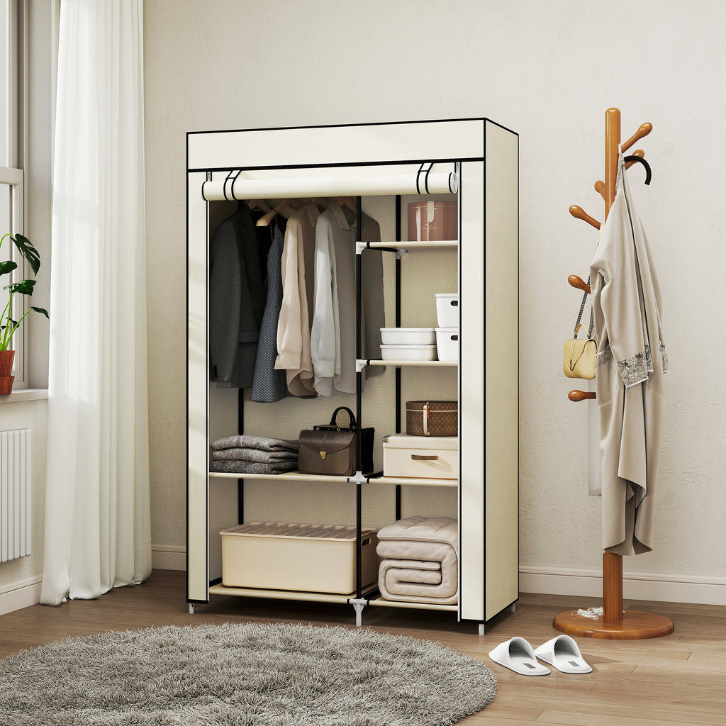 HOMCOM Portable Wardrobe Space-Saving Closet, 103x43x162.5cm, Cream