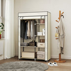 HOMCOM Portable Wardrobe Space-Saving Closet, 103x43x162.5cm, Cream