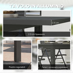 Extendable Garden Table 160-220 cm for 6-8 People Rectangular in Aluminum, Grey