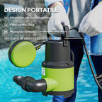 Outsunny 400W Dirty/Clean Water Pump, 9,000L/h, Submersible Dirty Water Pump 7m Max Depth, Handles Particles up to 15mm, Float Switch, Green