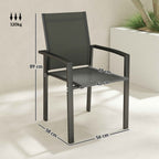 Outsunny Set of 2 Stackable Garden Chairs with Breathable Seat, in Aluminum and Textilene, 56x58x89 cm, Charcoal Gray