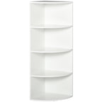 HOMCOM Corner Bookcase with 4 Shelves, Wall Mounted and Wooden, 39.5 x 39.5 x 120 cm, White