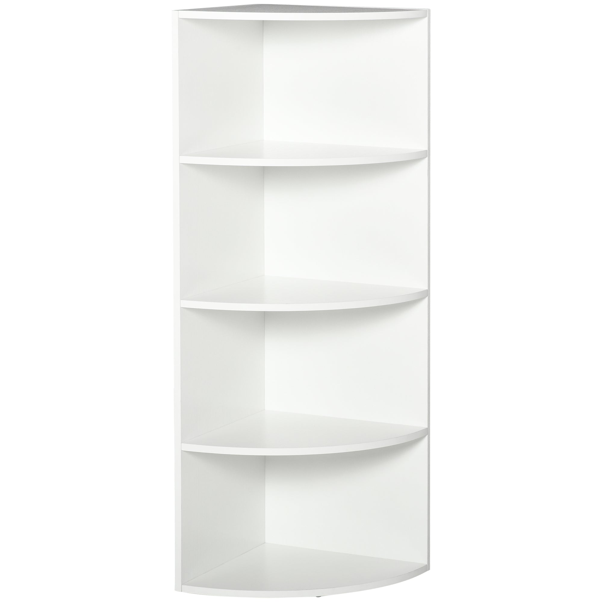 HOMCOM Corner Bookcase with 4 Shelves, Wall Mounted and Wooden, 39.5 x 39.5 x 120 cm, White