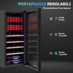 HOMCOM 92L Wine Refrigerator with Adjustable Shelves for 20 Bottles and 50 Cans, 43x45x94 cm, Black