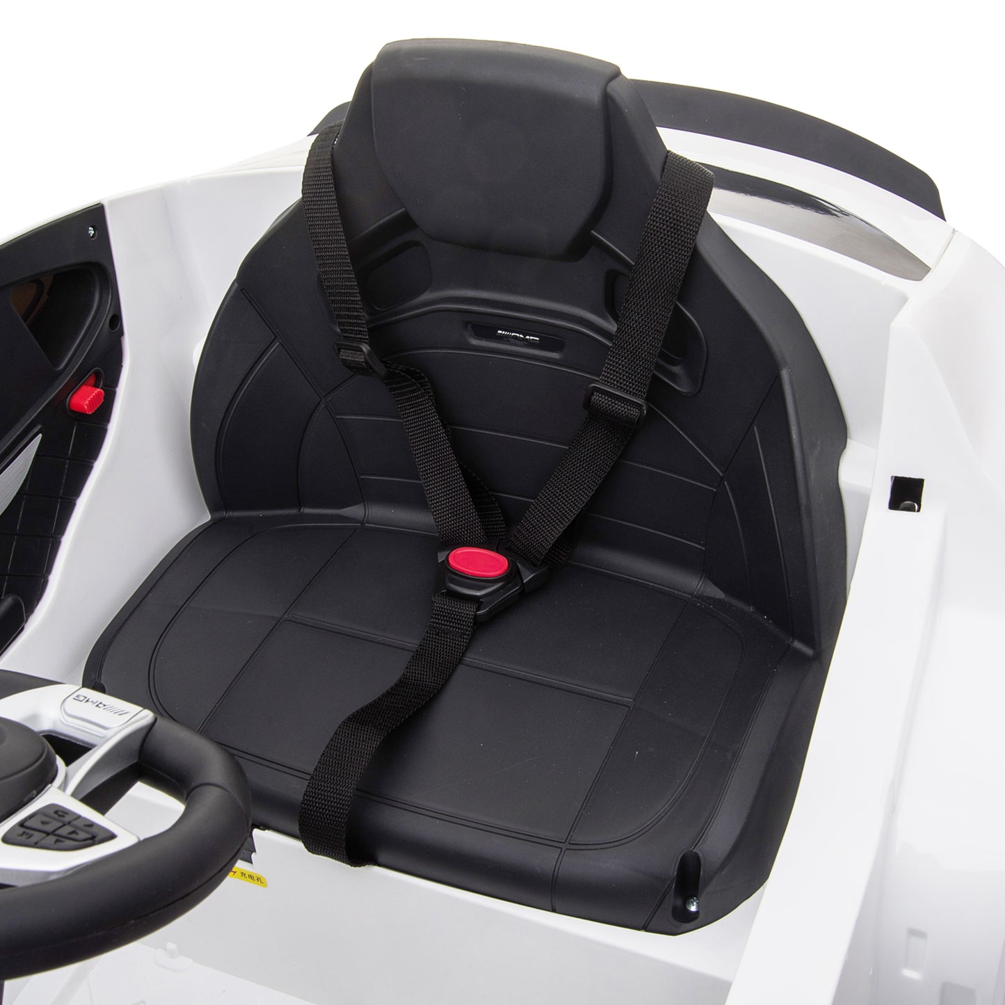 Electric Ride-On Car for Kids 3-5 Years Mercedes with Seat Belt and Remote Control, White - Borgè