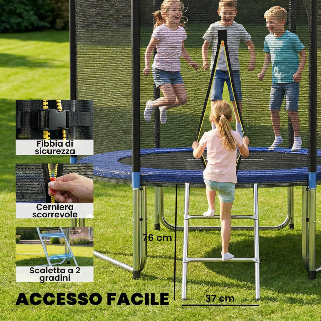 SPORTNOW 305cm Trampoline with Safety Net and Ladder for Outdoor Use