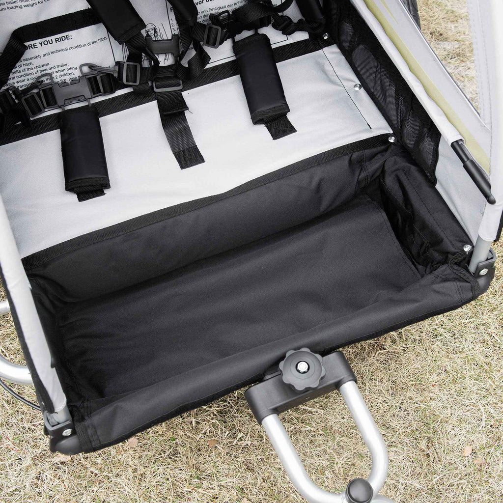 HOMCOM 2-in-1 Kids Bike Trailer and Stroller with Belt, Pockets and Flag, Green