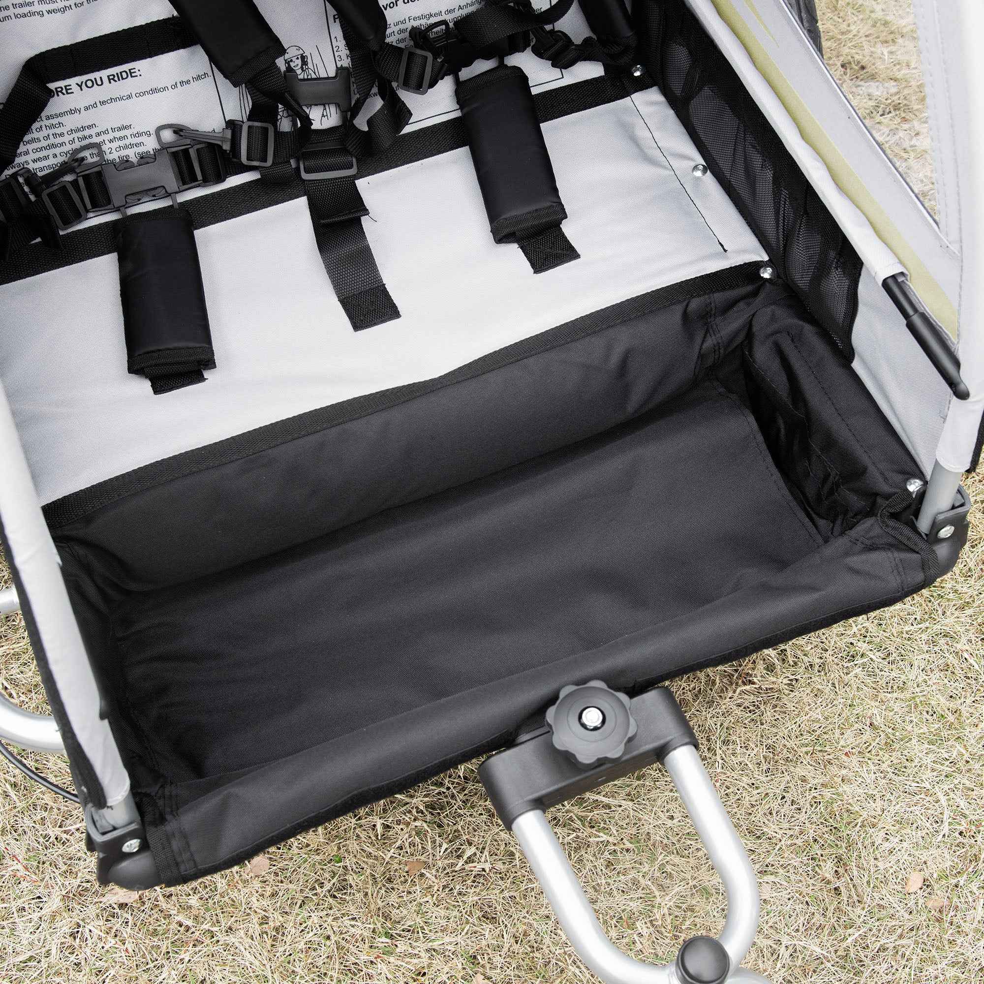 HOMCOM 2-in-1 Kids Bike Trailer and Stroller with Belt, Pockets and Flag, Green