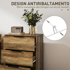 3-Drawer Chest of Drawers Anti-Tip with Black Handles, in Wood and Metal, 62x35x82 cm, Dark Brown