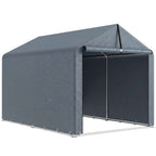 Outsunny Garage Tent with Reinforced Waterproof Cover and Zip Entrance, Galvanized Steel, 162x221.5x163 cm, Grey