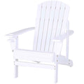 Outsunny White Wood Adirondack Garden Chair with Cup Holder, Waterproof and Mildew-Proof, 97x72.5x93cm