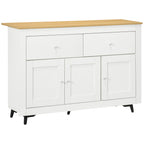 HOMCOM Wooden Buffet Sideboard with 2 Drawers and 2 Cabinets, 117x35x80 cm, White and Wood Color
