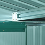 Steel Sheet Garden Tool Shed, Steel Garden Shed with Structure Base and Sliding Doors, 258x206x178cm, Green - Borge' Group Limited