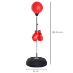 Height Adjustable Floor Punching Ball with Boxing Gloves and Fillable Base, 43x43x126-144 cm, Red