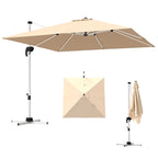 Tilting Arm Umbrella with Cross Base, in Polyester, Aluminum and Metal, 295x295x260 cm, Khaki