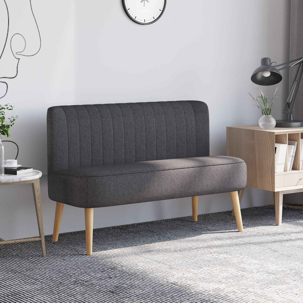 HOMCOM 2-Seater Sofa in Linen-Effect Fabric without Armrests with Wooden Legs, 117x56.5x77 cm, Dark Grey