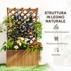 Raised Garden Bed with Trellis for Climbing Plants and Upper Pergola, 64x33x122 cm, Wood