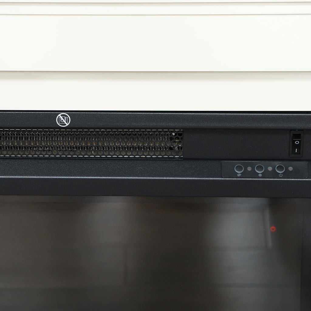 Electric Fireplace with 12 Flame Colors and 5 Brightness Levels, Remote Control and Timer, 98x25x80 cm, Black and White
