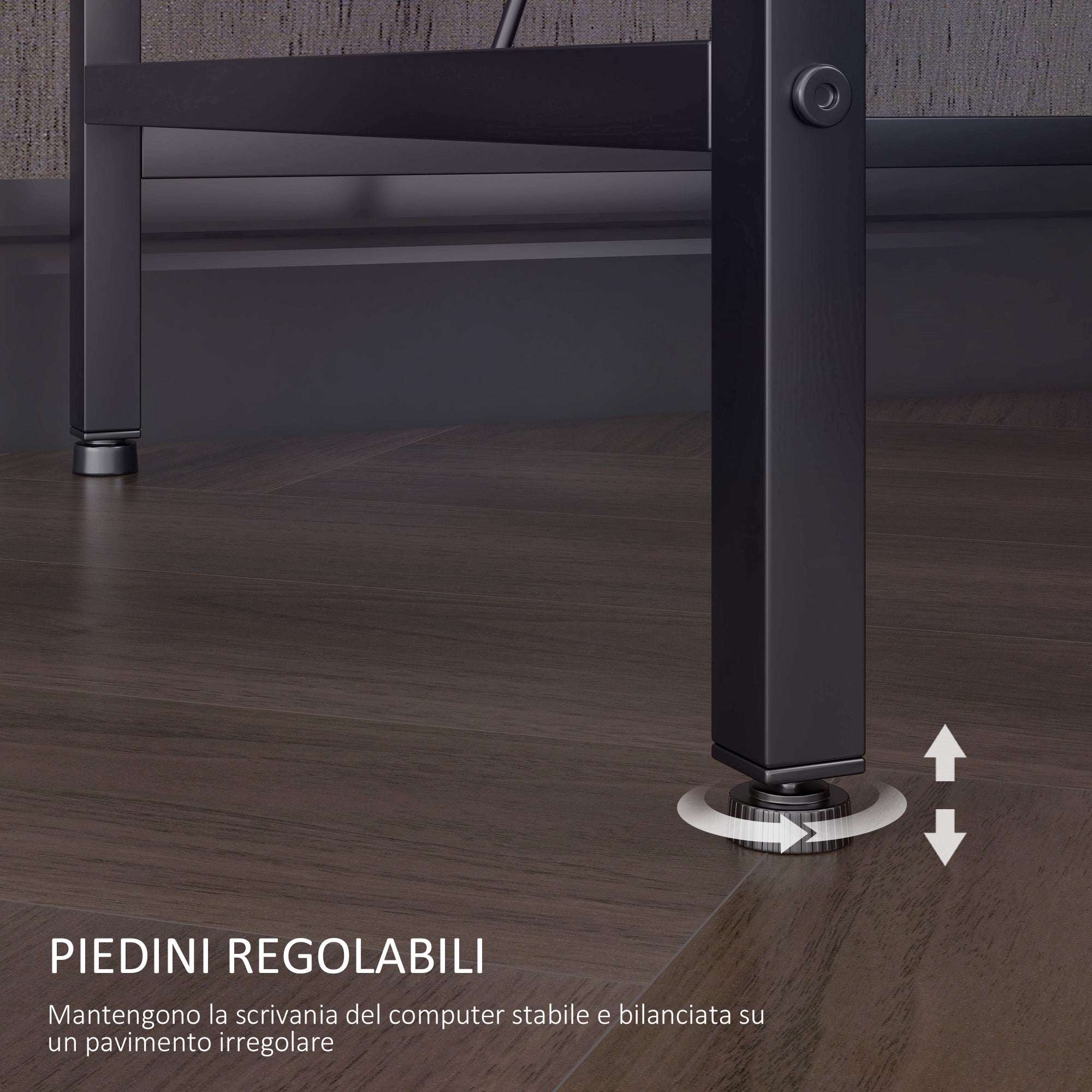 Reversible Corner Desk with LED, Power and USB Sockets, Shelves and Monitor Stand, Black