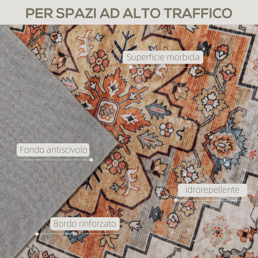 Bohemian Rug Non-Slip and Washable Short Pile for Living Room and Bedroom, 230x160 cm, Brown