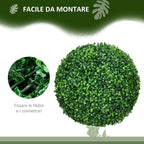 Set of 2 Artificial Boxwood Sphere Plants Ø40cm, Indoor and Outdoor Decoration, Green