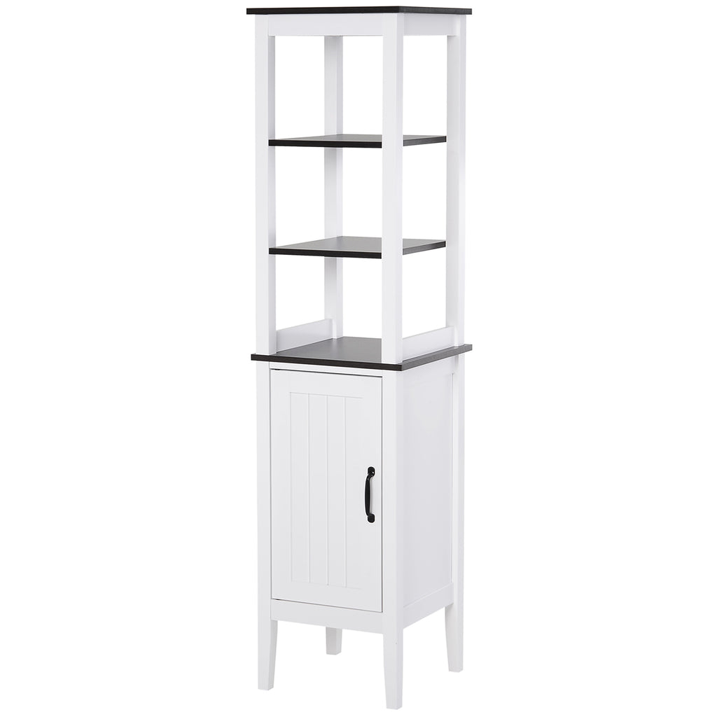 HOMCOM Tall Narrow Bathroom Cabinet, Space-Saving Bathroom Storage Cabinet with 3 Open Shelves, Adjustable Shelf, for Laundry Room, 40x38x162.5 cm, White