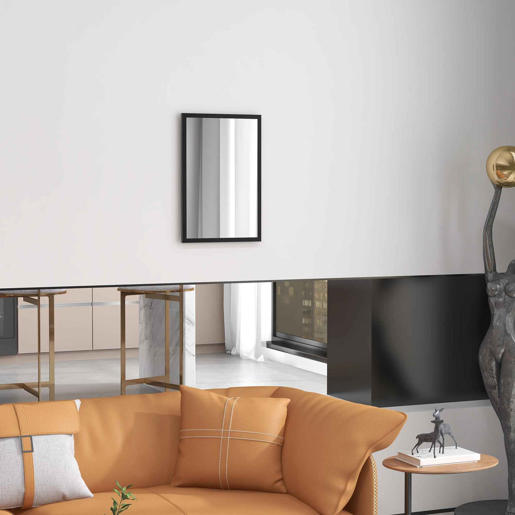 HOMCOM Rectangular Wall Mirror with Hooks, Glass and MDF, 40x60 cm, Black