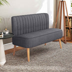 HOMCOM 2-Seater Sofa in Linen-Effect Fabric without Armrests with Wooden Legs, 117x56.5x77 cm, Dark Grey
