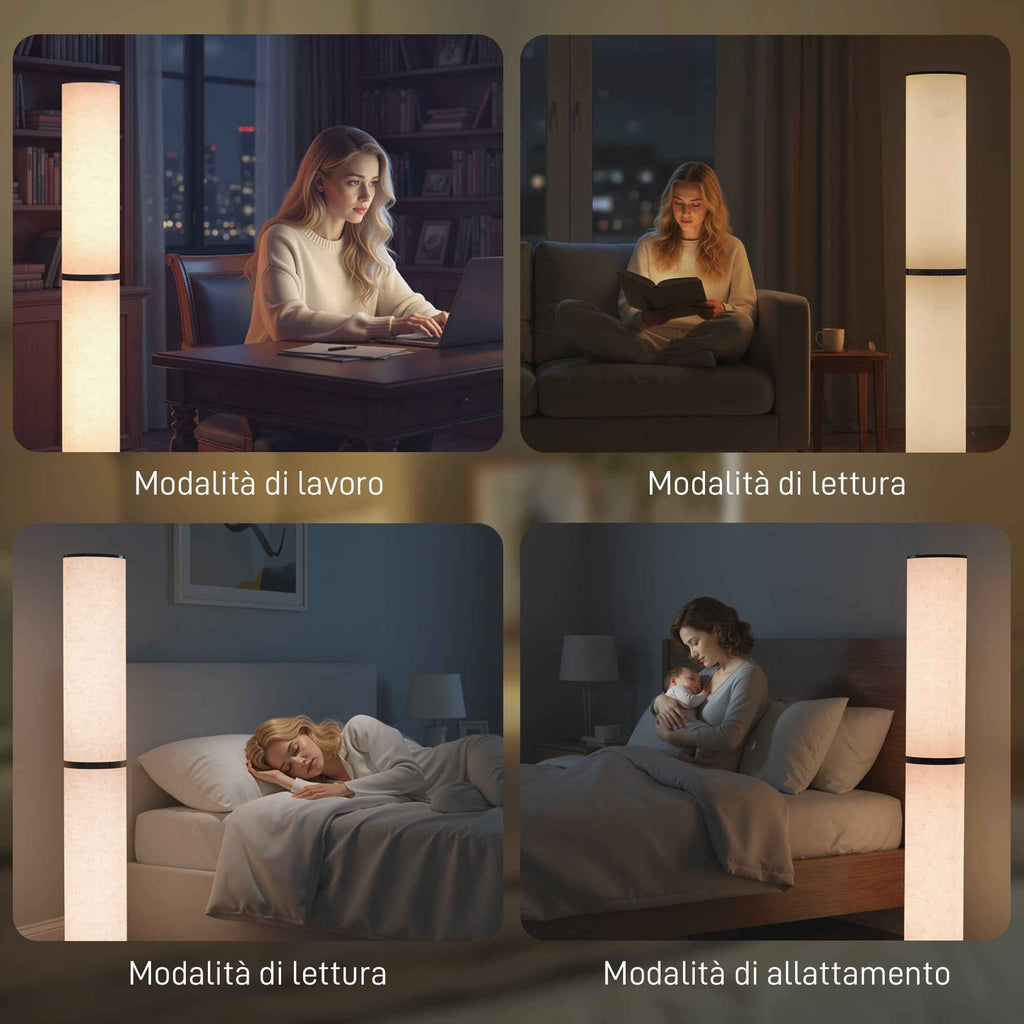 HOMCOM Floor Lamp with Remote Control and 3000-6000K Temperature Adjustment, Fabric Lampshade, Ø20x135 cm, Beige