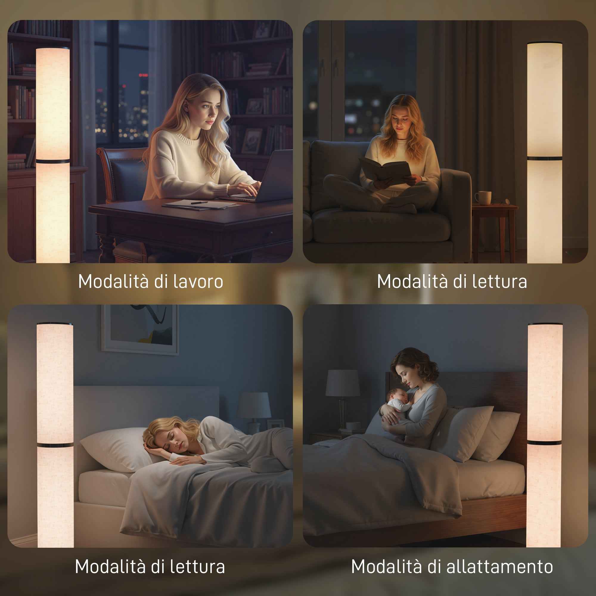 HOMCOM Floor Lamp with Remote Control and 3000-6000K Temperature Adjustment, Fabric Lampshade, Ø20x135 cm, Beige