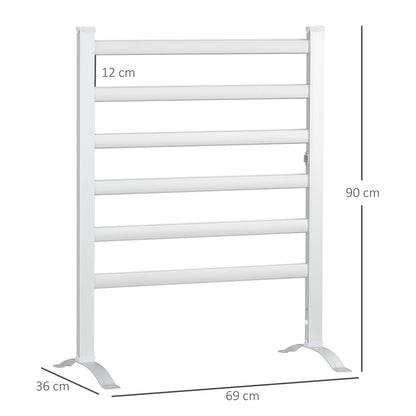 Electric Towel Warmer 140W with 6 Bars, Temperature 45°C-55°C, in Aluminum, 69x36x90 cm, Silver