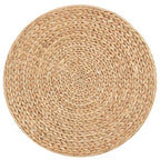 Boho Style Round Storage Ottoman with Natural Upholstery, Coffee Table Ø43x43cm, Khaki