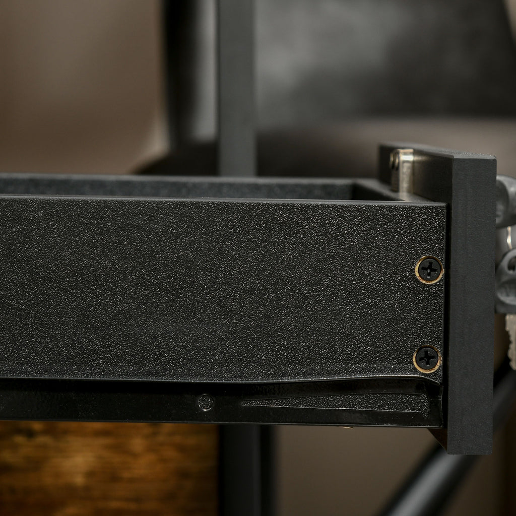 Wooden Office Drawer Cabinet with 2 Drawers and Open Shelf, 39x40x65 cm, Black