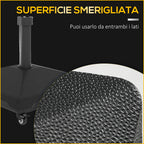 Umbrella Base with Wheels and Built-in Handle, in HDPE and Steel, 45x45x40 cm, Black